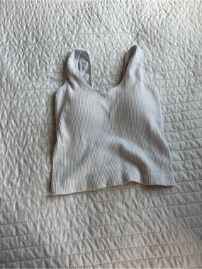 Women’s Ribbed Scoop Tank - White